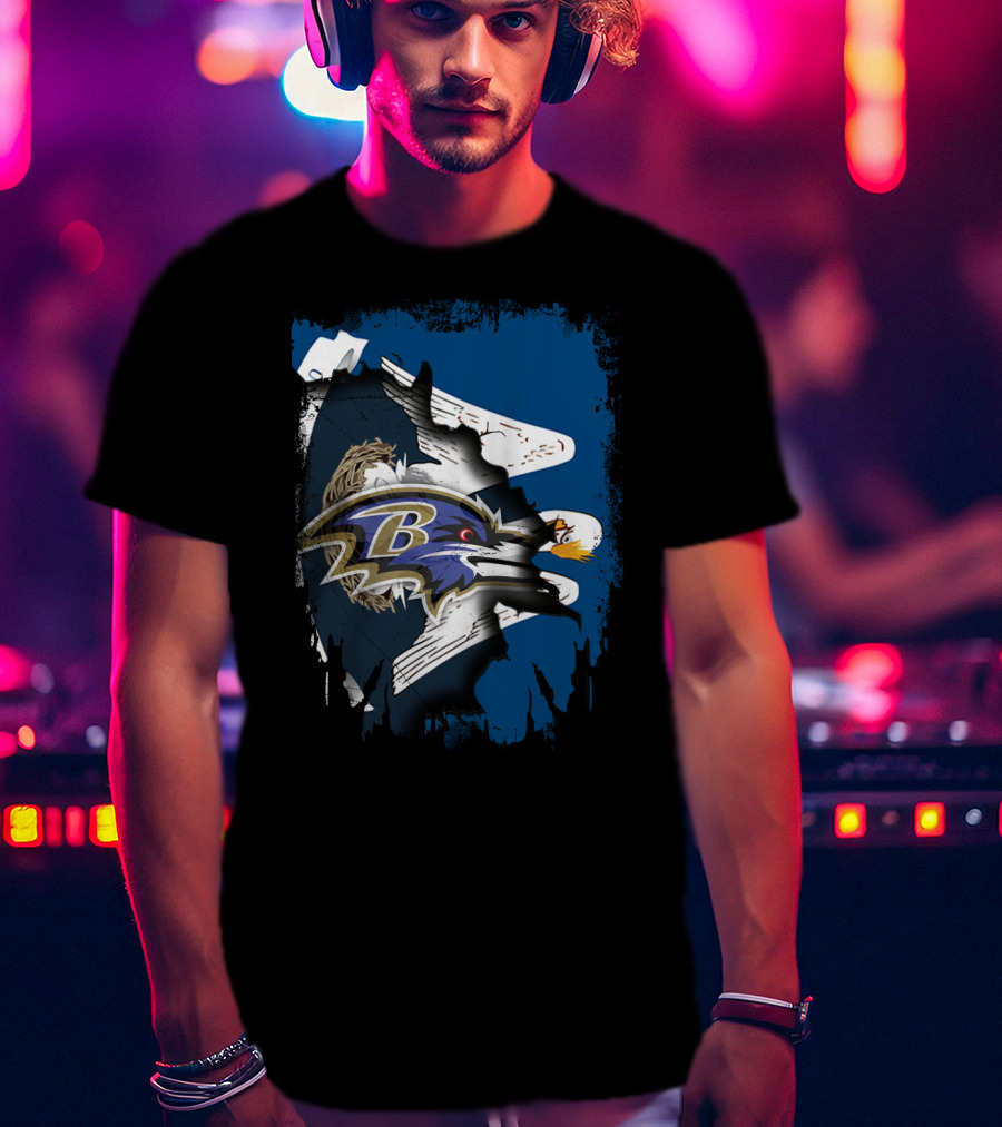 Together Louisiana With Ravens NFL Baltimore Team Logo Collaboration T-Shirt