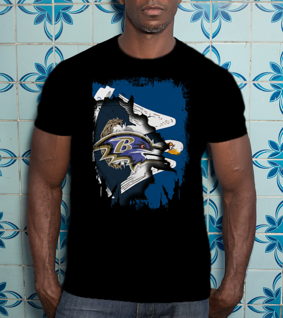 Together Louisiana With Ravens NFL Baltimore Team Logo Collaboration T-Shirt