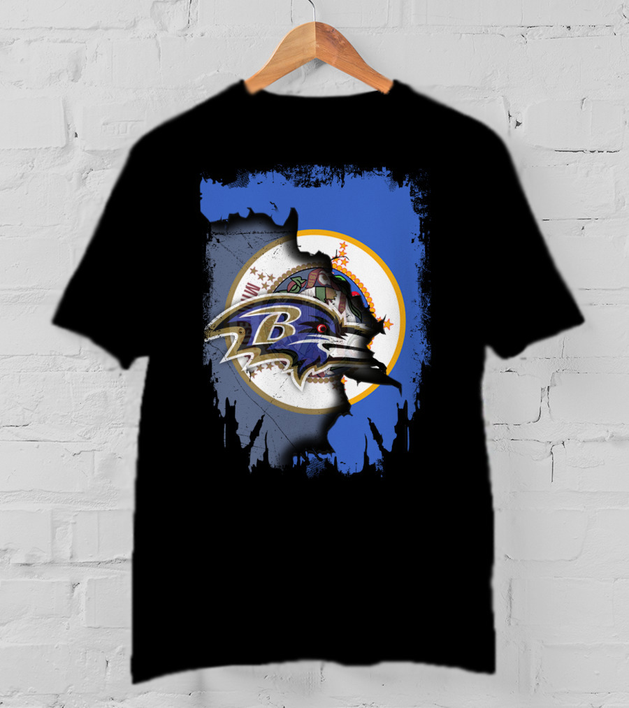 Together Minnesota Ravens Logo Over State Seal Flag T-Shirt