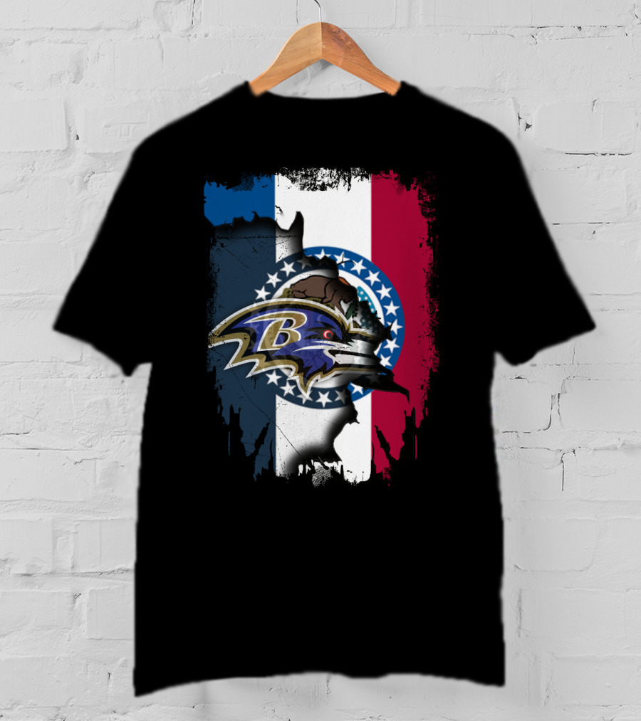 Missouri State Flag Ravens Fusion T-Shirt