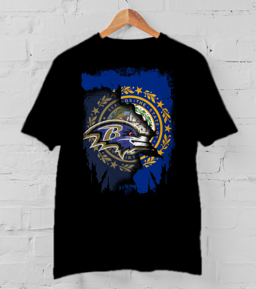 New Hampshire State Seal With Ravens NFL Logo Integration T-Shirt