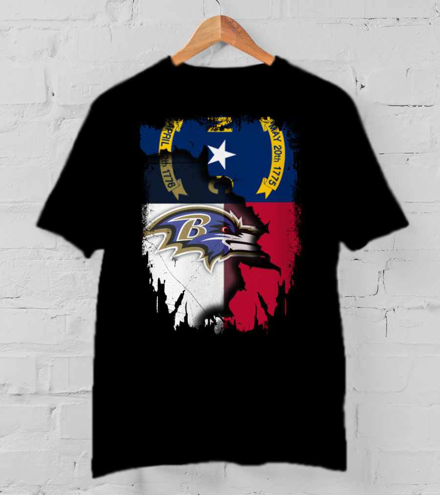 North Carolina State Flag Baltimore Ravens Football Team Fusion T-Shirt