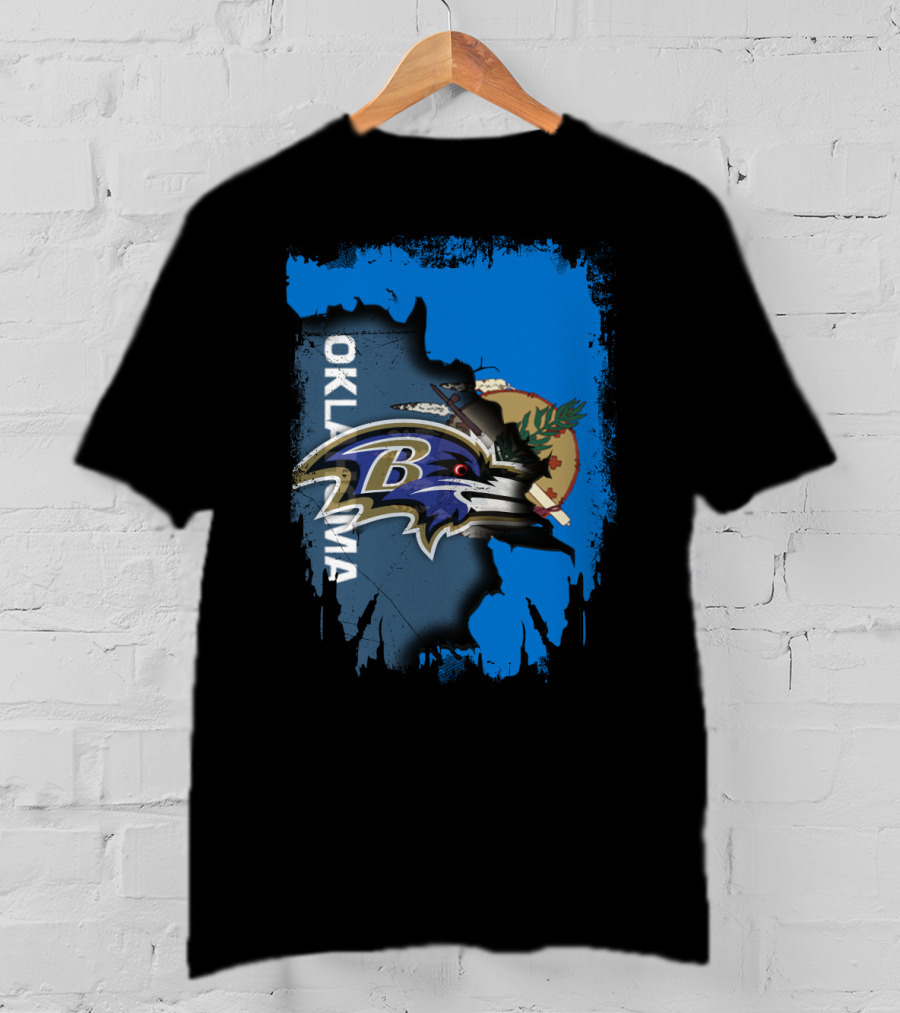 Oklahoma State Flag With Ravens Football Logo Integration T-Shirt