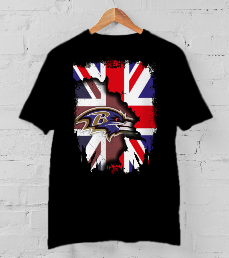 United Kingdom Union Jack With Ravens NFL Team T-Shirt