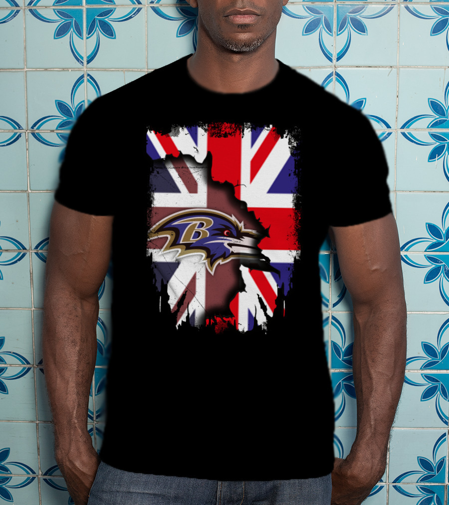 United Kingdom Union Jack With Ravens NFL Team T-Shirt