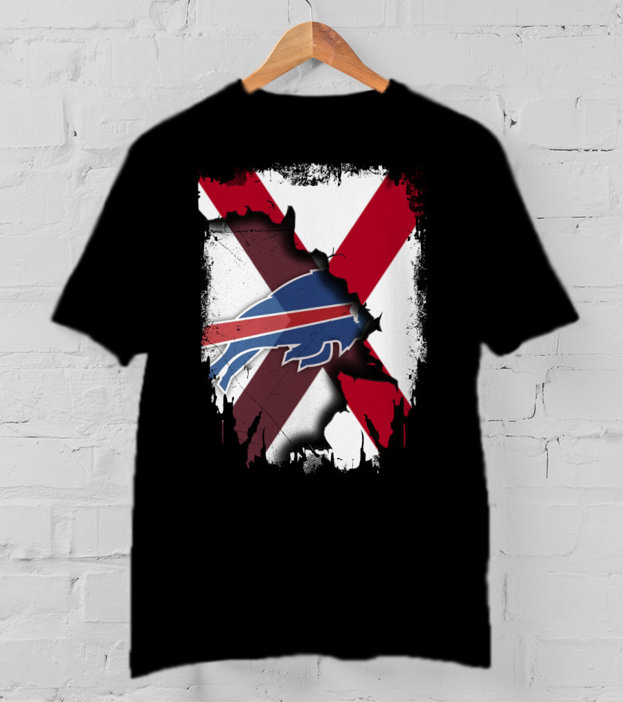 Alabama Buffalo Bills Crossover Flag T-Shirt