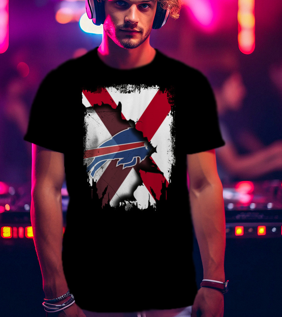 Alabama Buffalo Bills Crossover Flag T-Shirt