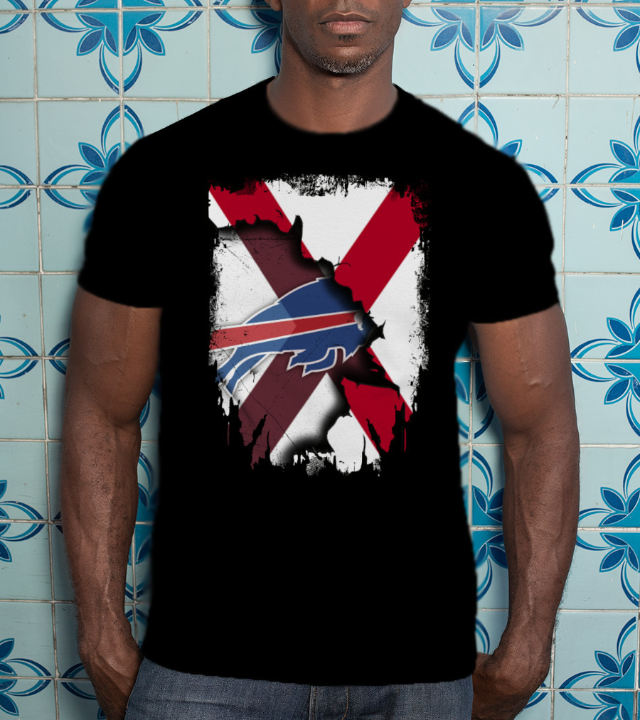 Alabama Buffalo Bills Crossover Flag T-Shirt
