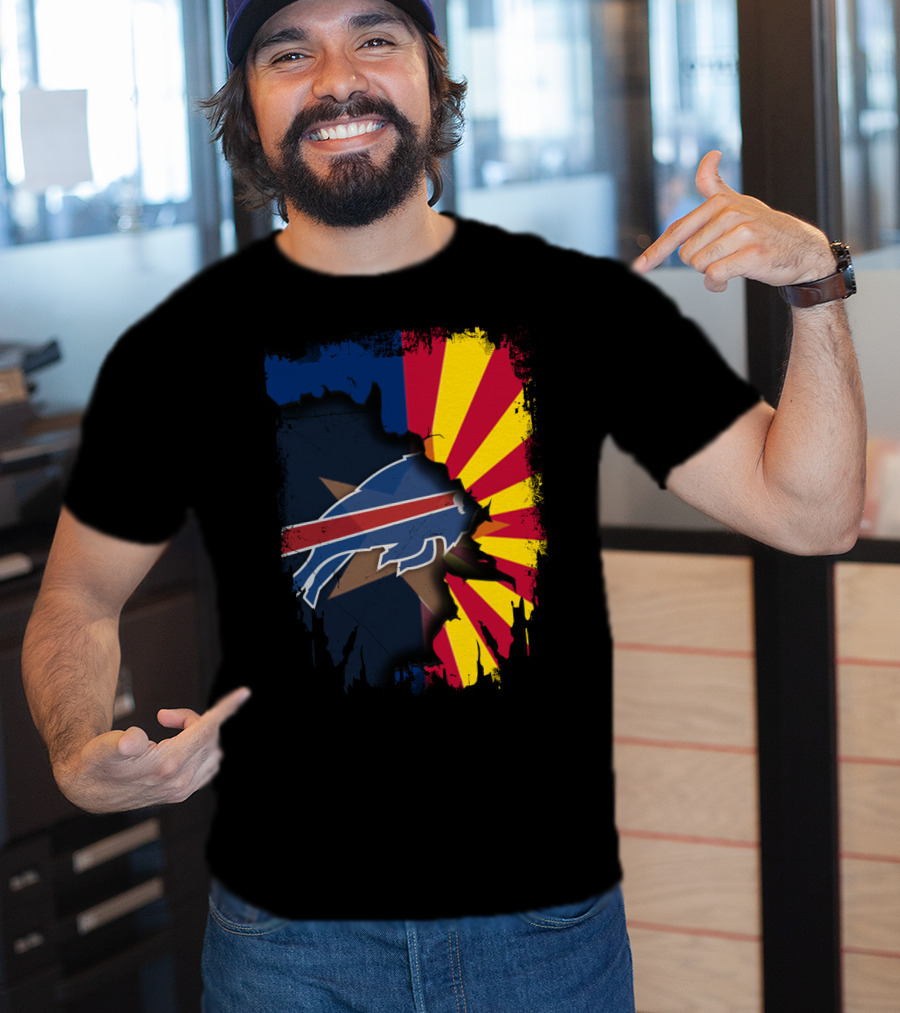 Arizona Flag And Buffalo Bills Logo United In Torn T-Shirt