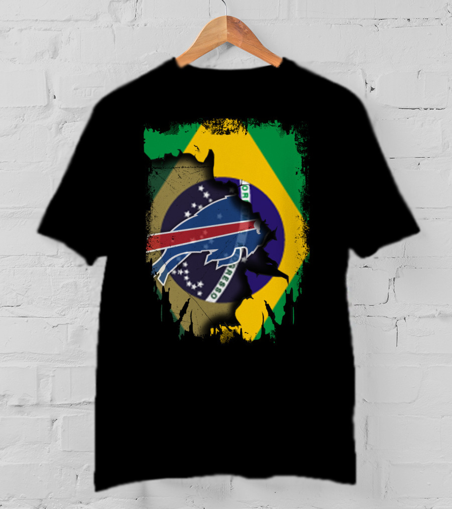 Brazilian Flag With Buffalo Bills Logo Integration T-Shirt