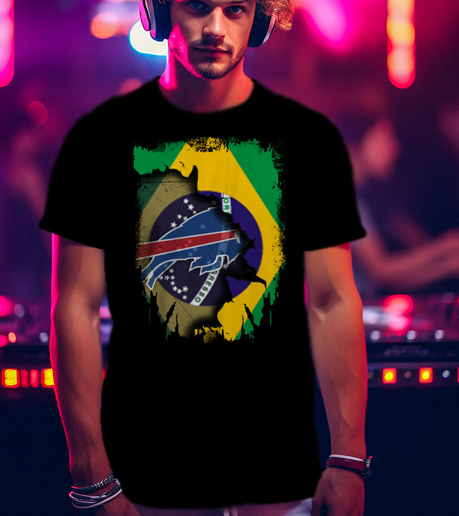 Brazilian Flag With Buffalo Bills Logo Integration T-Shirt