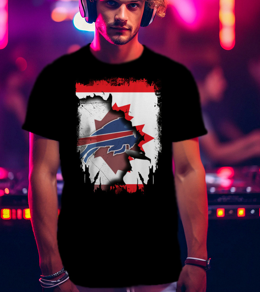 Together Canada With Bills Buffalo Logo And Maple Leaf Banner T-Shirt