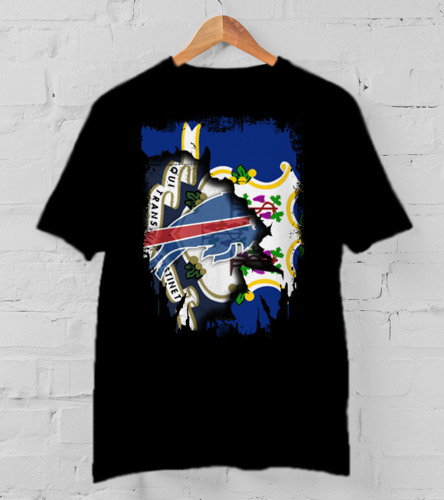 Connecticut Buffalo Bills Fusion With State Flag And Team T-Shirt