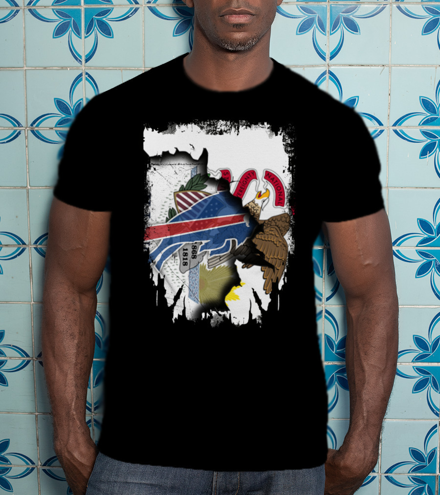 Illinois State Seal And Buffalo Bills Logo Together T-Shirt