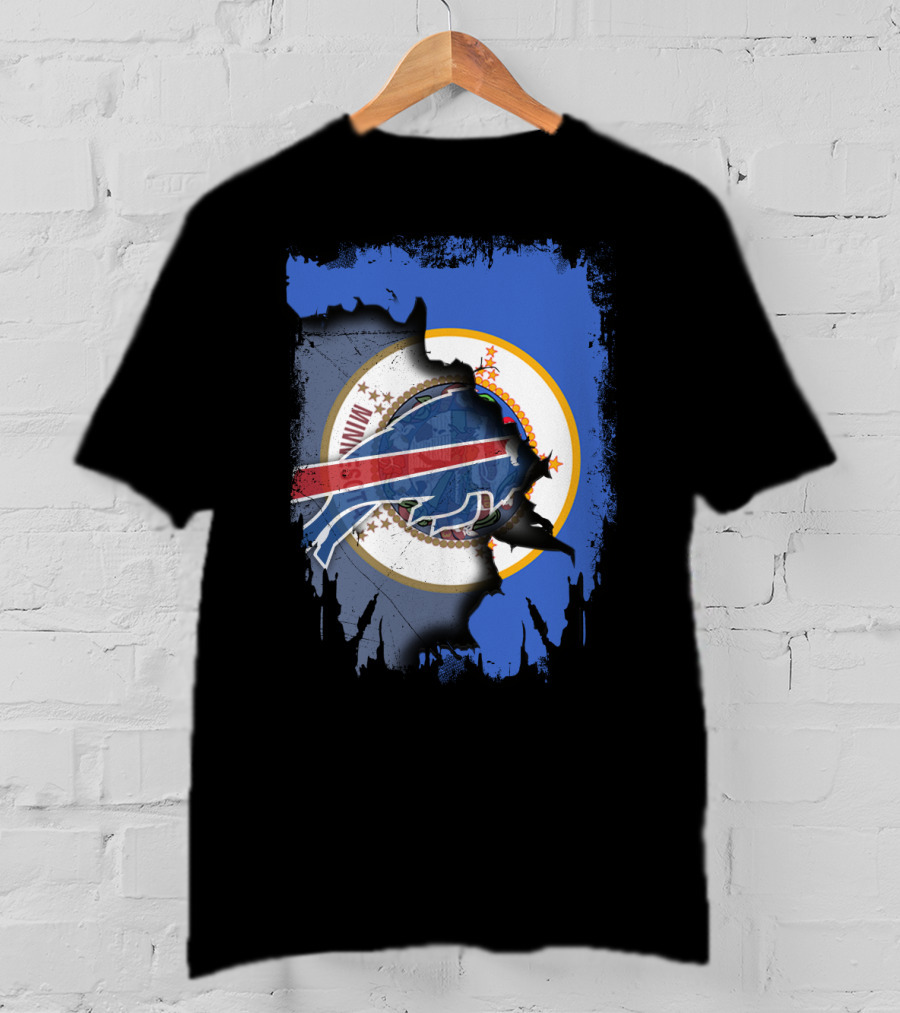 Together Minnesota Buffalo Bills State Flag Fusion T-Shirt