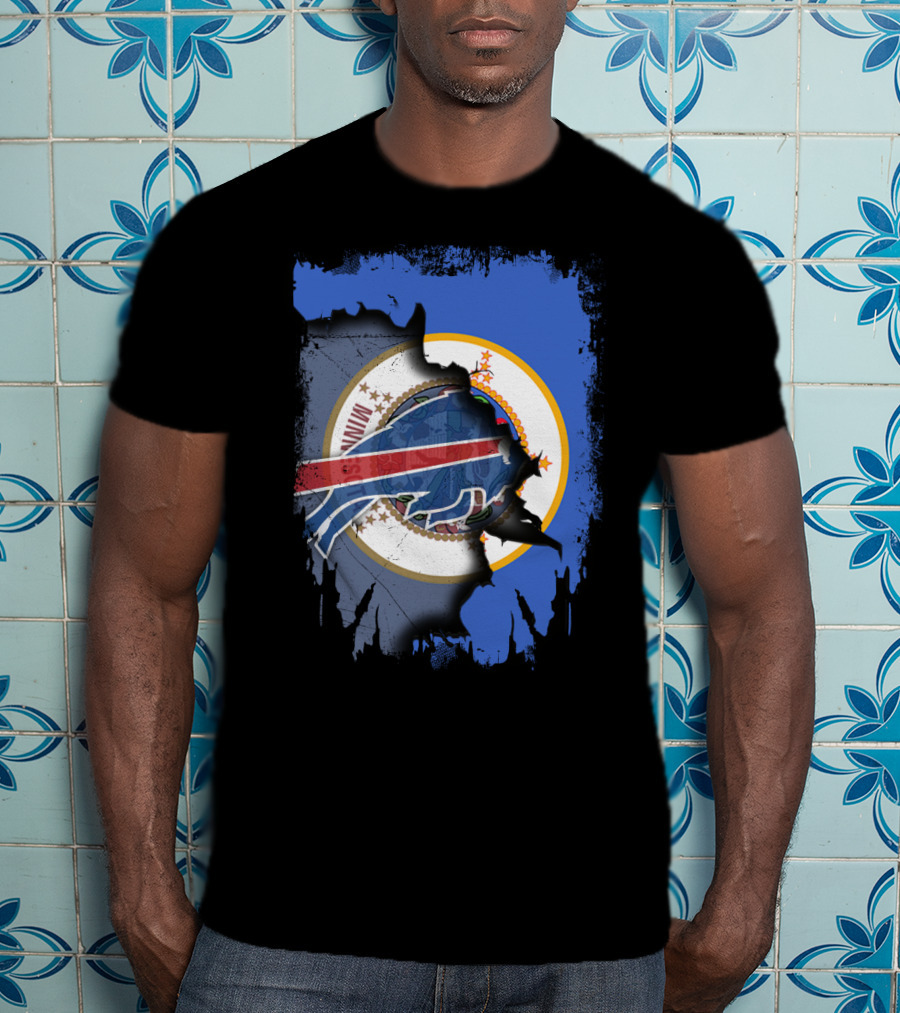 Together Minnesota Buffalo Bills State Flag Fusion T-Shirt