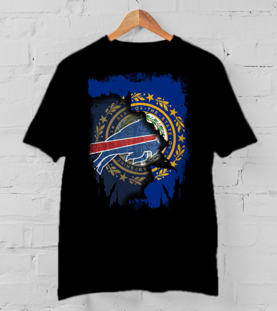New Hampshire State Seal With Buffalo Bills Logo Integration T-Shirt