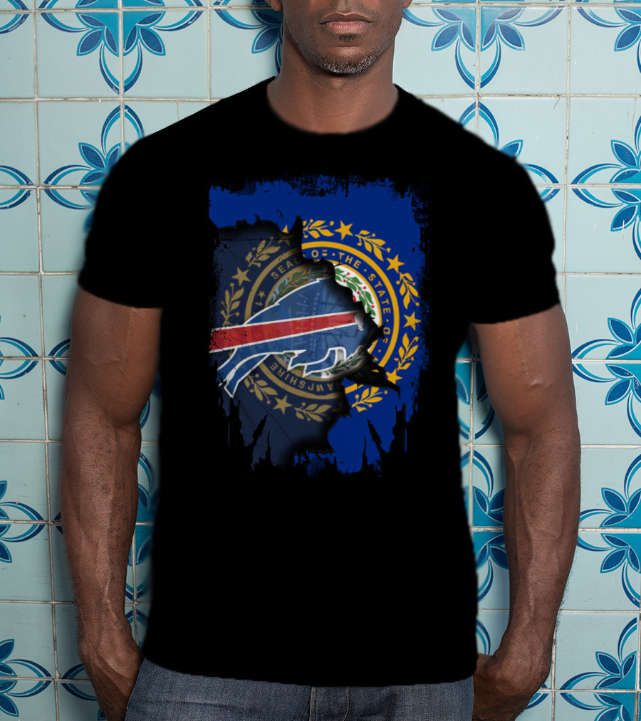 New Hampshire State Seal With Buffalo Bills Logo Integration T-Shirt