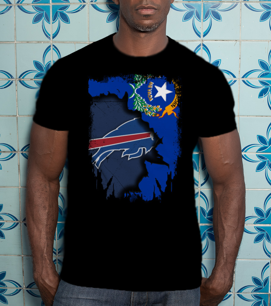 Nevada State Flag With Buffalo Bills Logo Integration T-Shirt