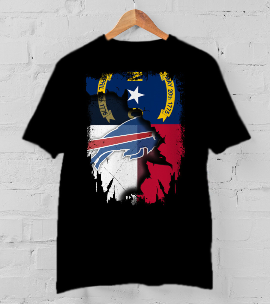 North Carolina State Flag Merging With Buffalo Bills Football Team Logo Elements T-Shirt