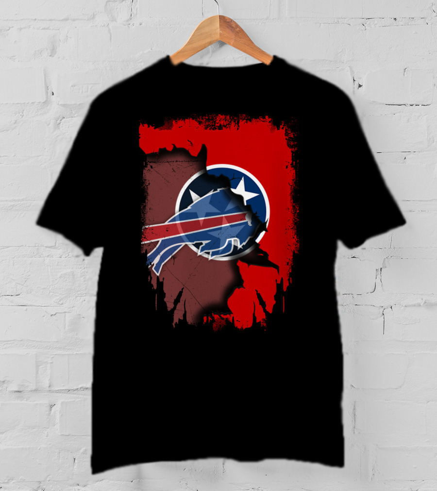 Together Tennessee Buffalo Bills Logo Tennessee Flag Fusion T-Shirt