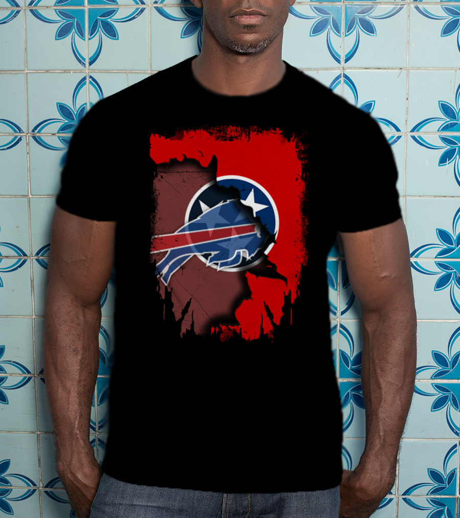 Together Tennessee Buffalo Bills Logo Tennessee Flag Fusion T-Shirt