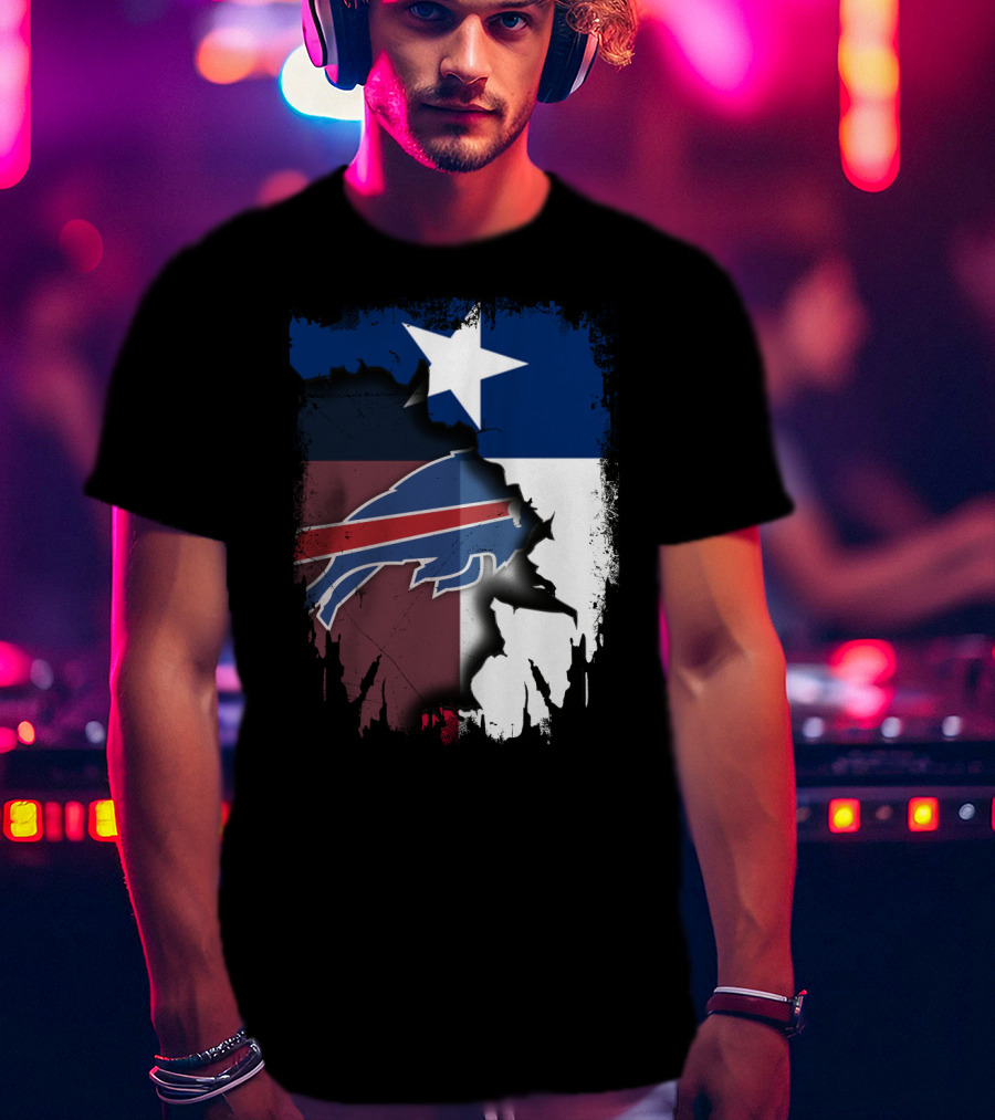 Texas And Buffalo Bills United With Lone Star Flag T-Shirt