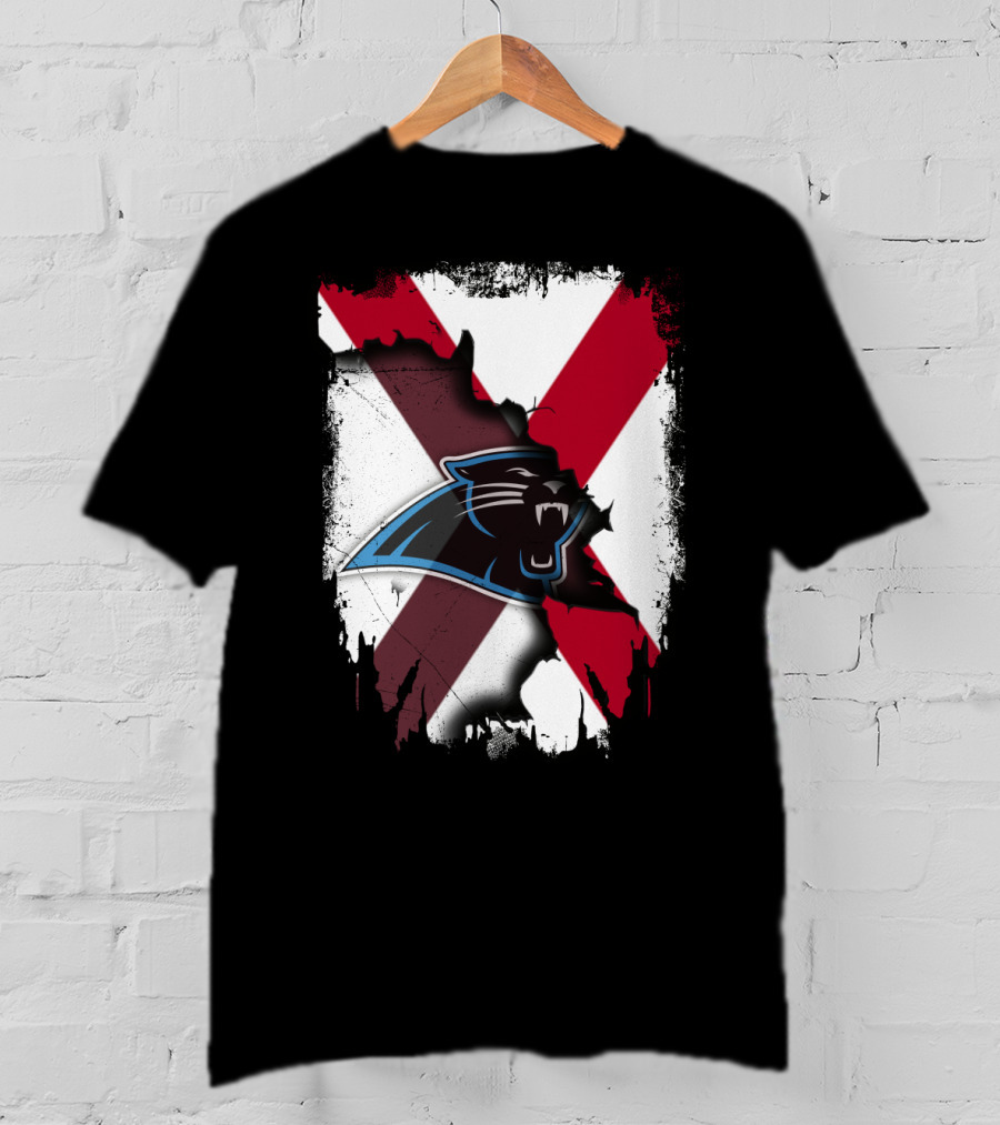 Alabama State Flag With Carolina Panthers Logo Fusion T-Shirt