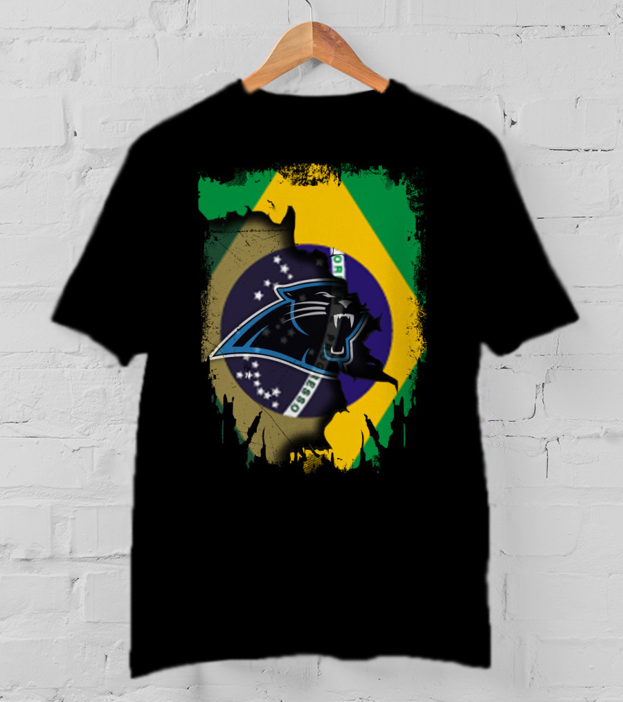 Together Brazil With Carolina Panthers Flag Fusion T-Shirt