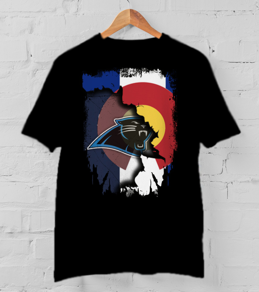 Colorado Flag With Panthers Logo Overlay T-Shirt