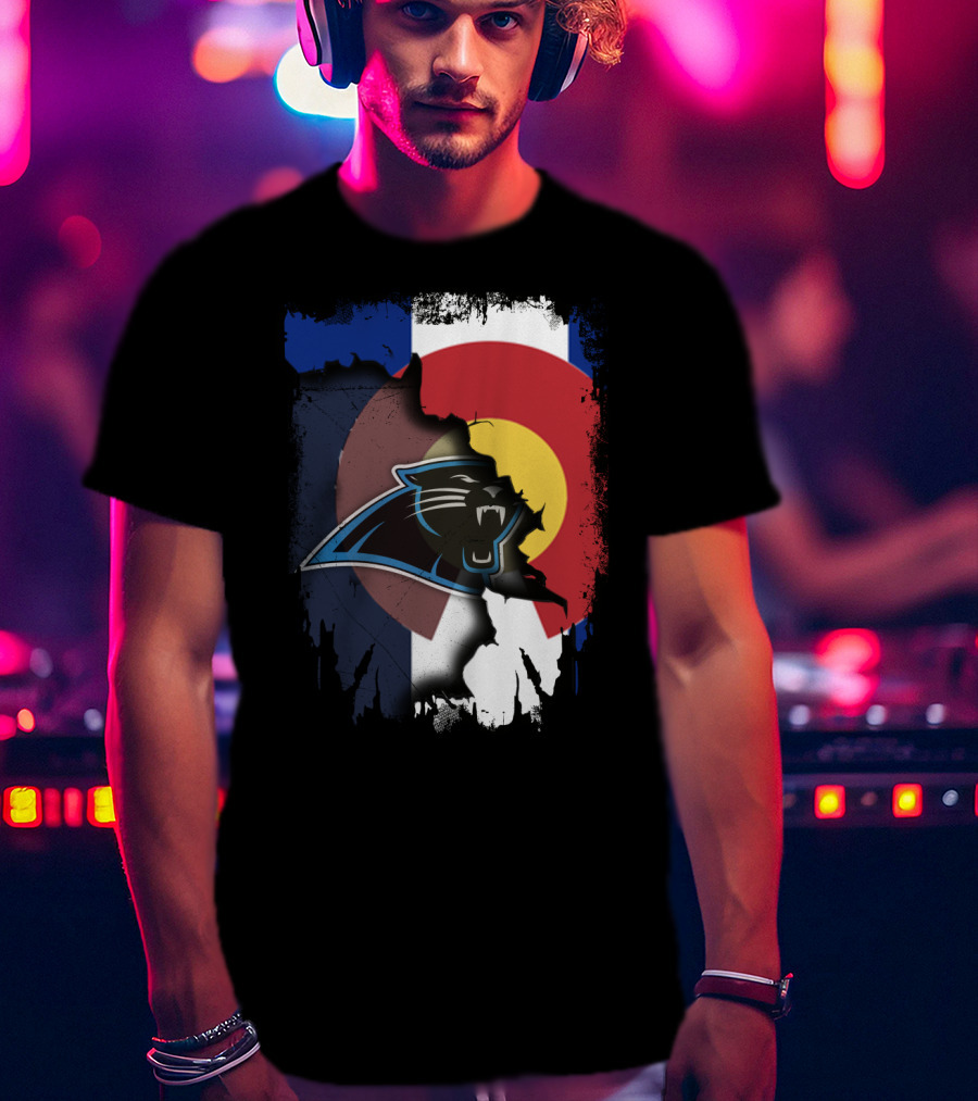 Colorado Flag With Panthers Logo Overlay T-Shirt