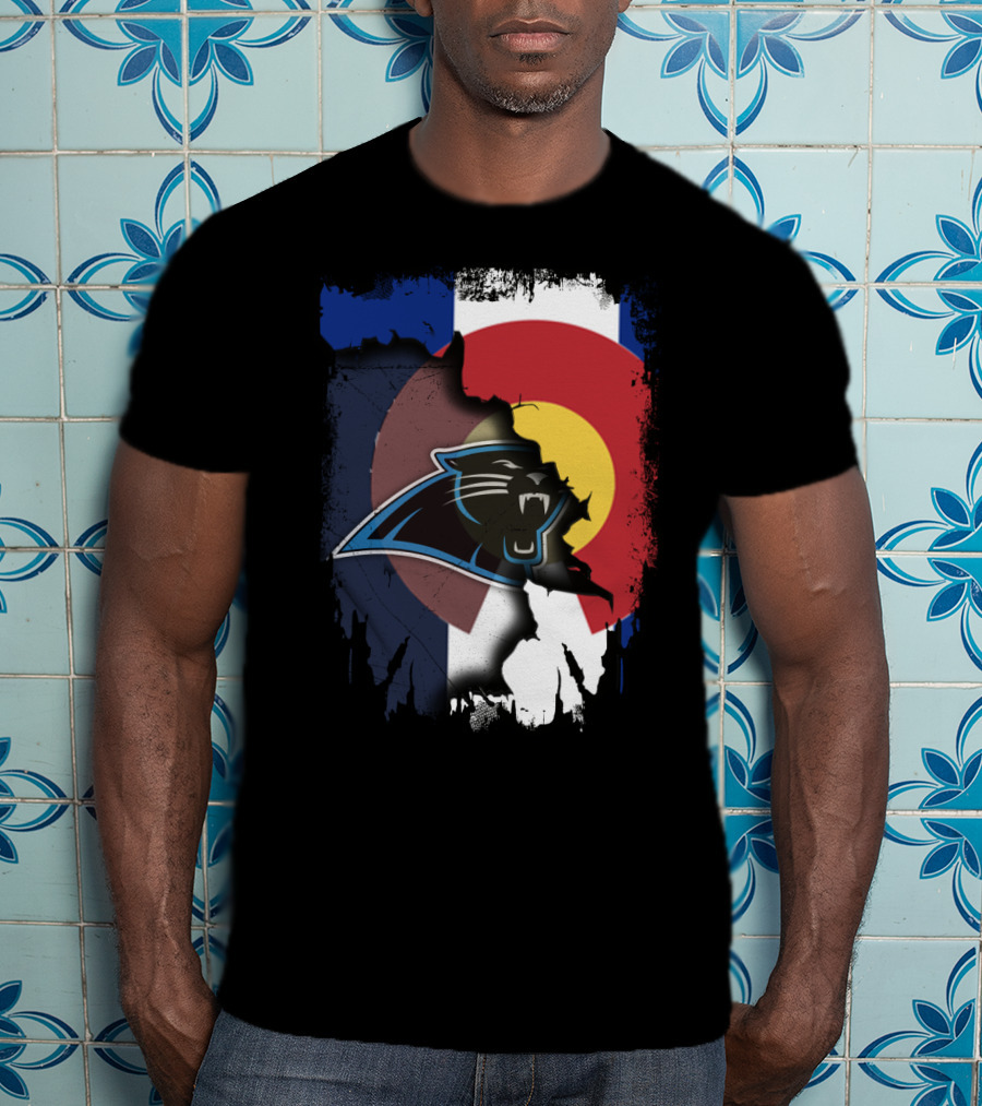 Colorado Flag With Panthers Logo Overlay T-Shirt