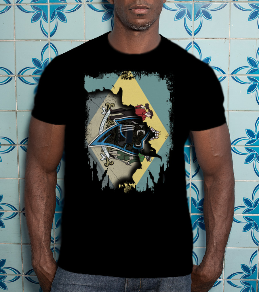Delaware State Seal And Carolina Panthers Integration T-Shirt