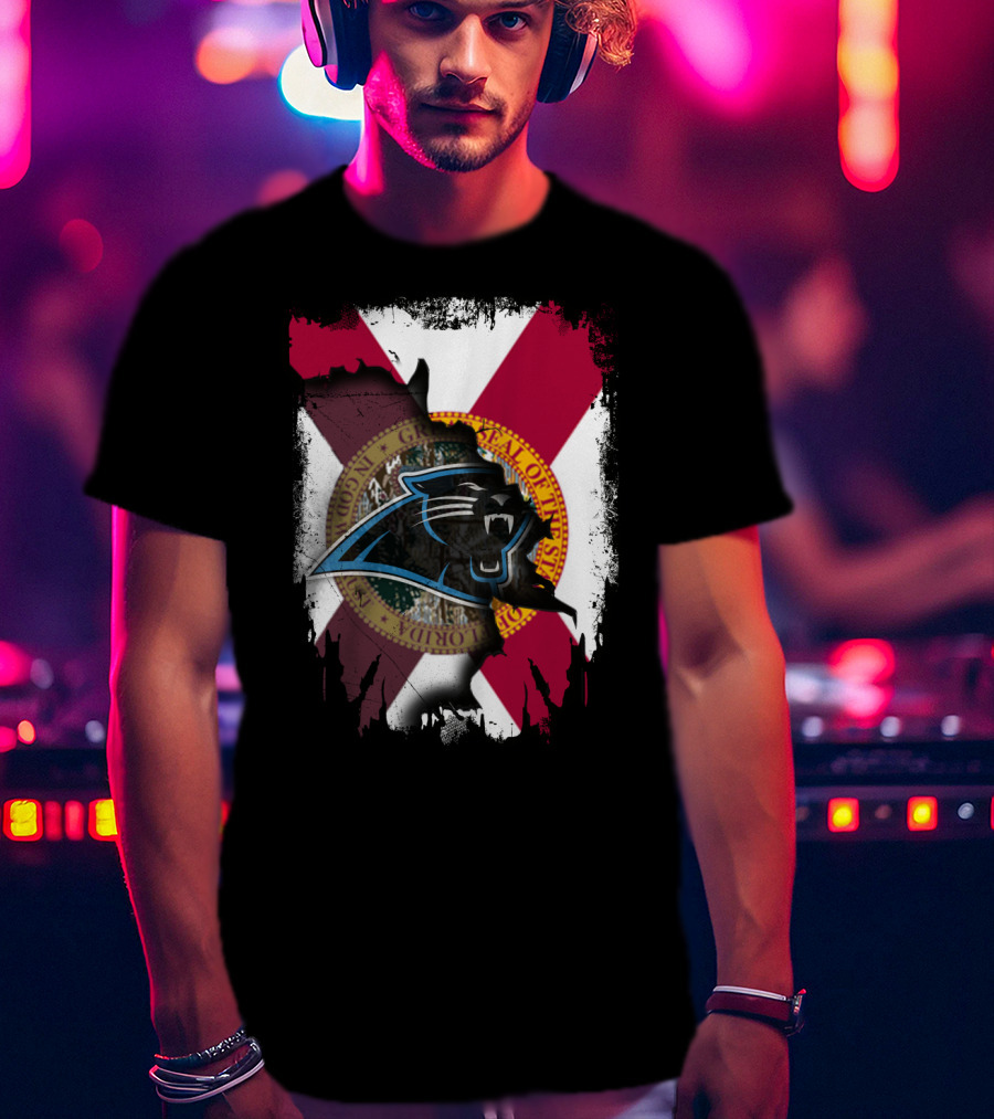 Florida Together With Carolina Panthers Logo And State T-Shirt