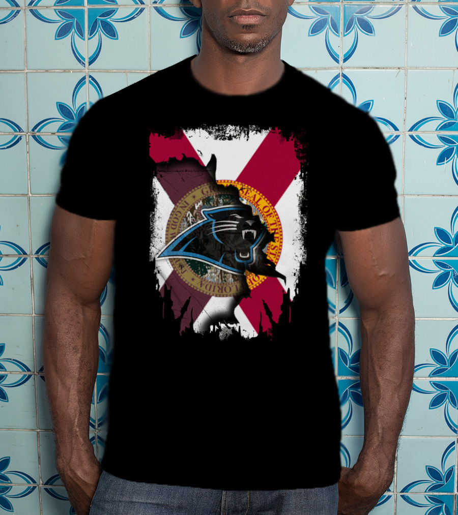 Florida Together With Carolina Panthers Logo And State T-Shirt