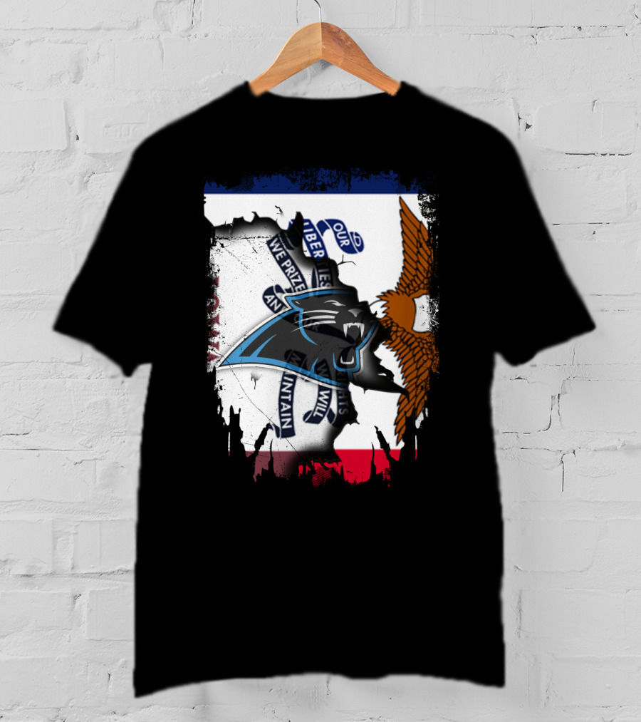 Iowa Panthers Emblem With Flag And Eagle T-Shirt