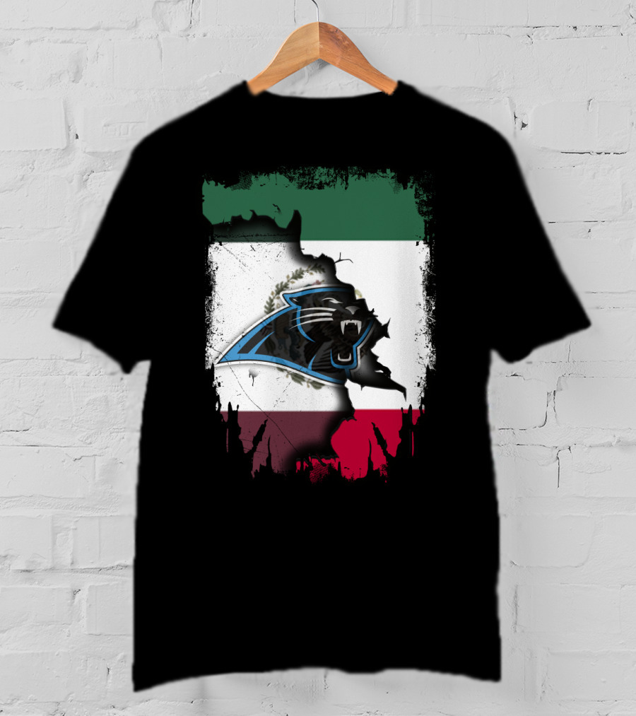 Together Mexico Carolina Panthers Flag Fusion T-Shirt