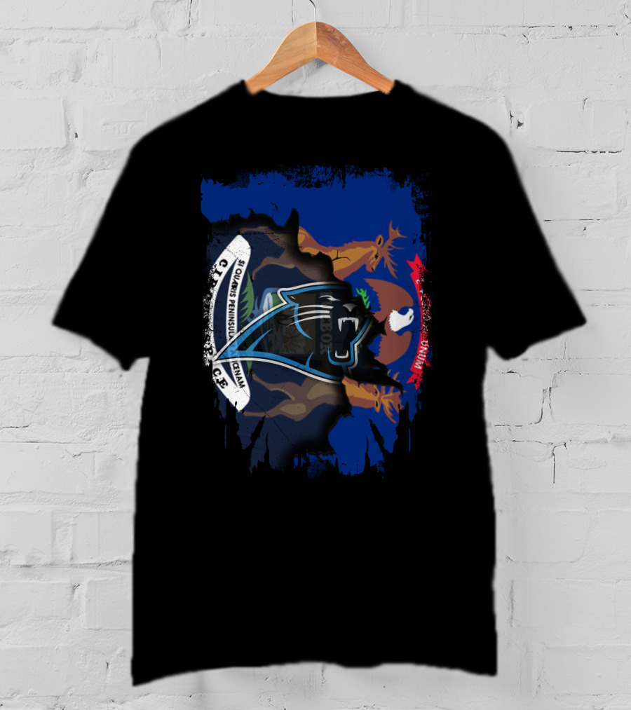 Together Michigan With Panthers Logo And Michigan State Flag Elements T-Shirt