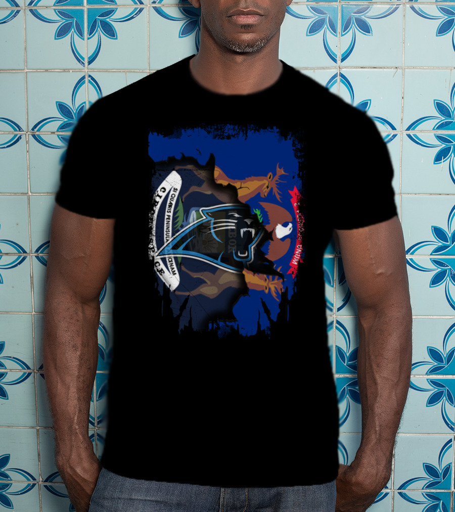 Together Michigan With Panthers Logo And Michigan State Flag Elements T-Shirt