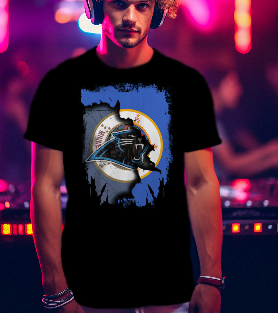 Together Minnesota With Carolina Panthers Logo And Minnesota State Seal T-Shirt