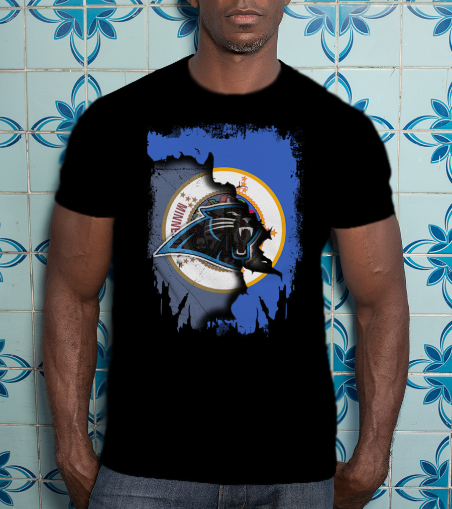 Together Minnesota With Carolina Panthers Logo And Minnesota State Seal T-Shirt