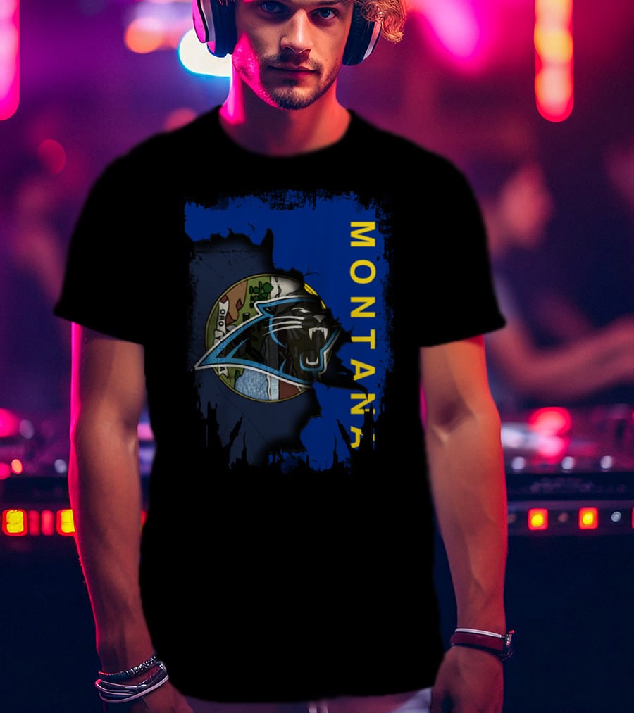 Montana Panthers Collaboration With Blue Claw Design Overlay T-Shirt