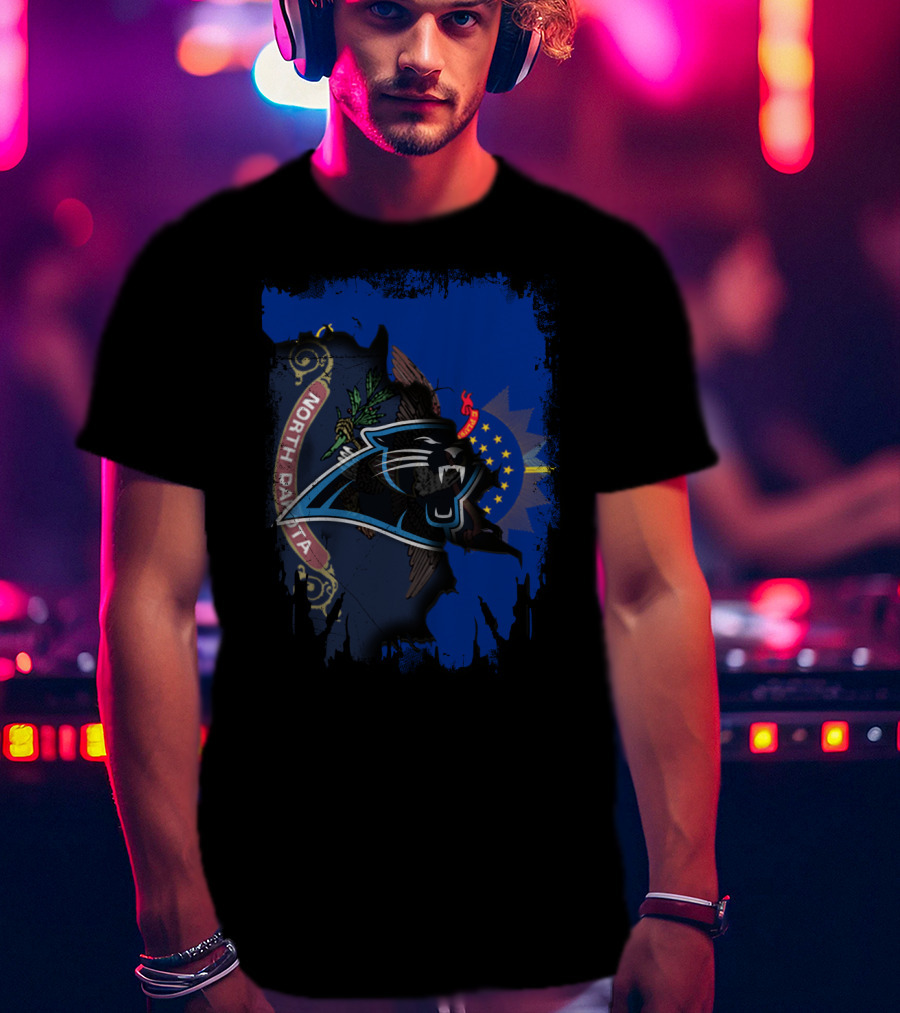 North Dakota Panthers Emblem With State Flag Elements T-Shirt