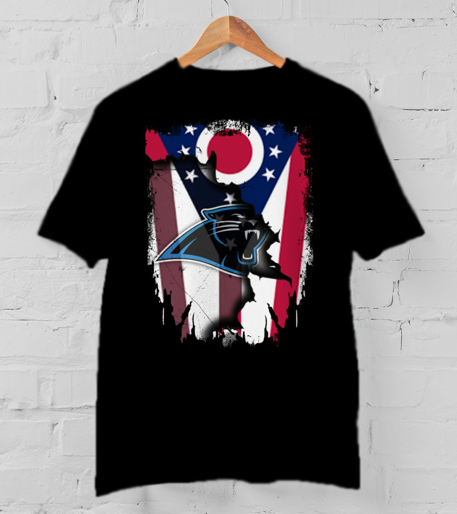 Ohio State Flag With Carolina Panthers T-Shirt