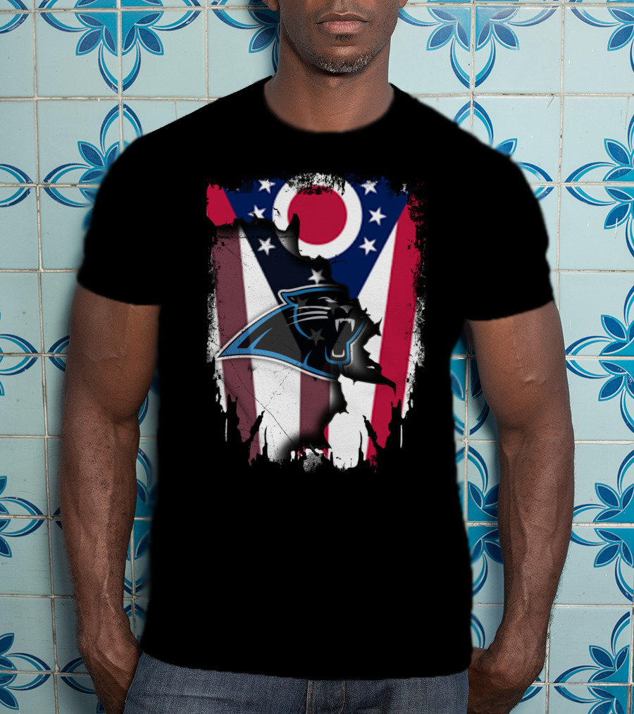 Ohio State Flag With Carolina Panthers T-Shirt