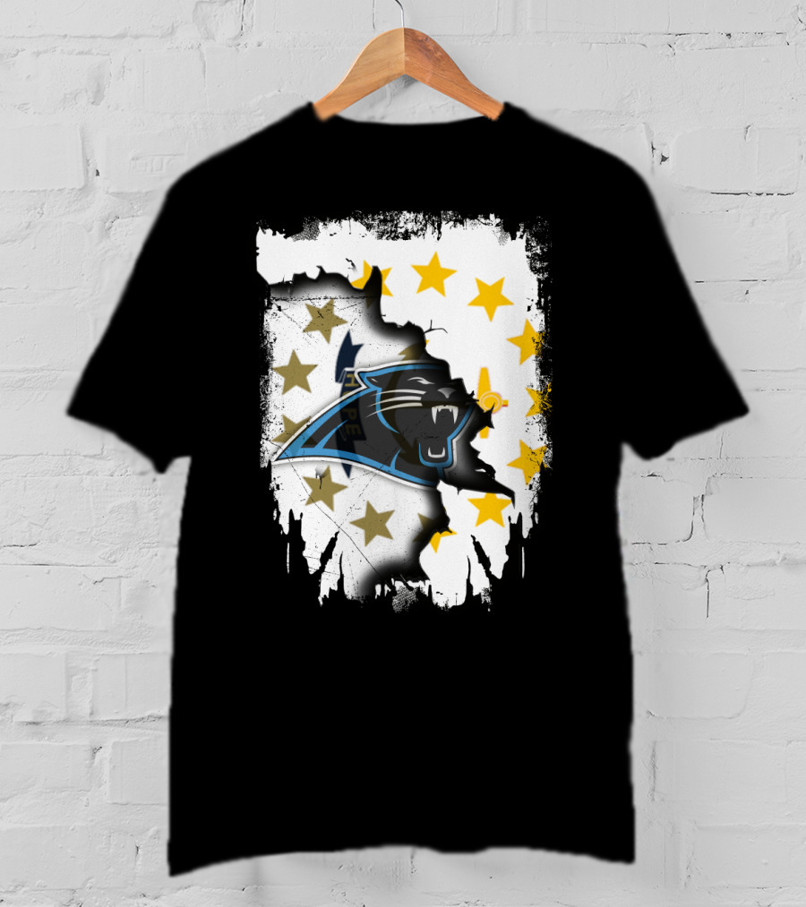 Rhode Island United With Carolina Panthers Logo And Stars T-Shirt