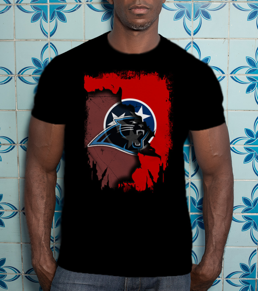 Tennessee Panthers Collaboration With State Flag Elements T-Shirt