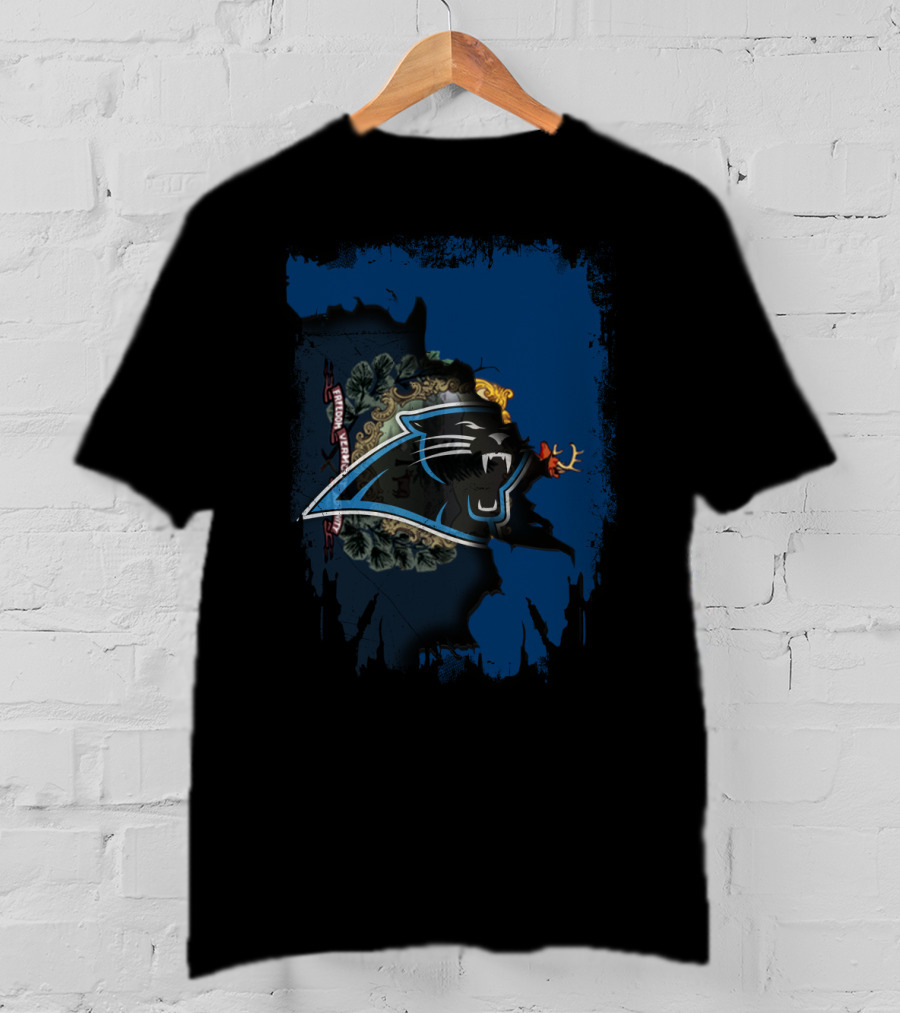 Together Vermont With Carolina Panthers Logo And State Map T-Shirt