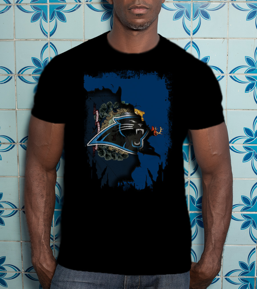 Together Vermont With Carolina Panthers Logo And State Map T-Shirt