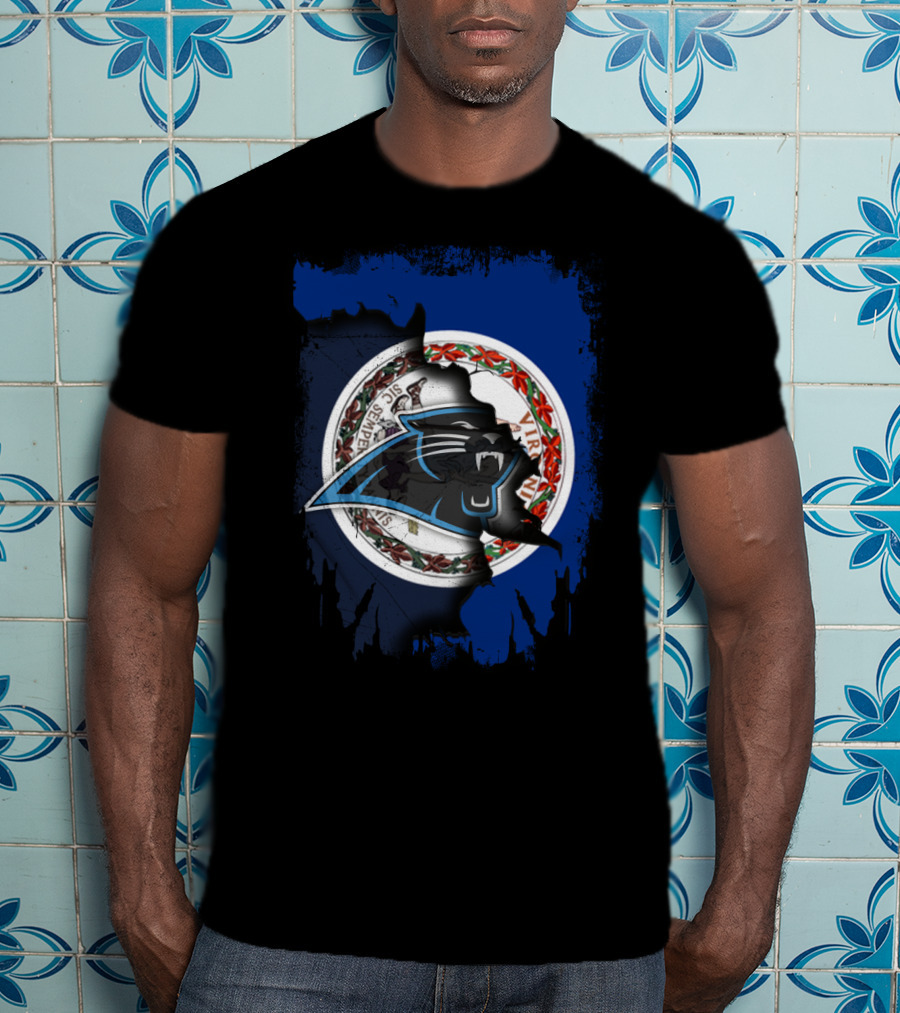 Virginia Seal With Carolina Panthers Logo Integration T-Shirt
